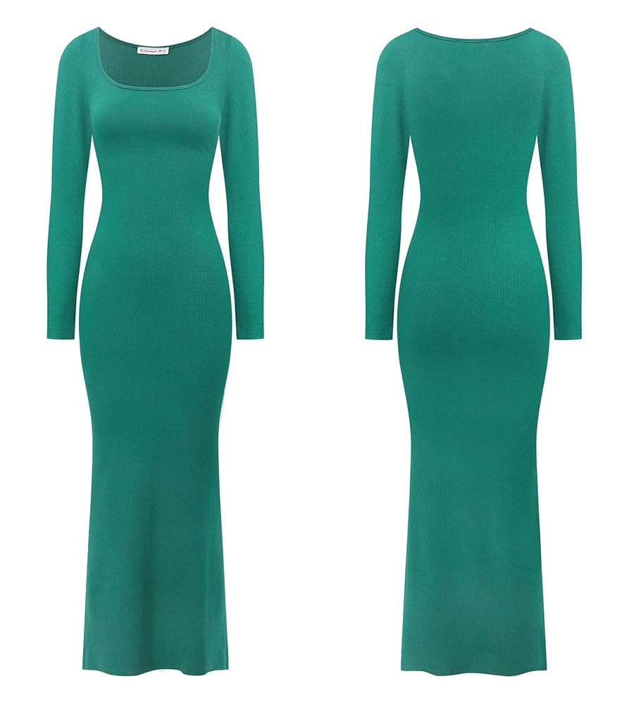 R.Vivimos Women's Maxi Lounge Dress Long Sleeve Square Neck